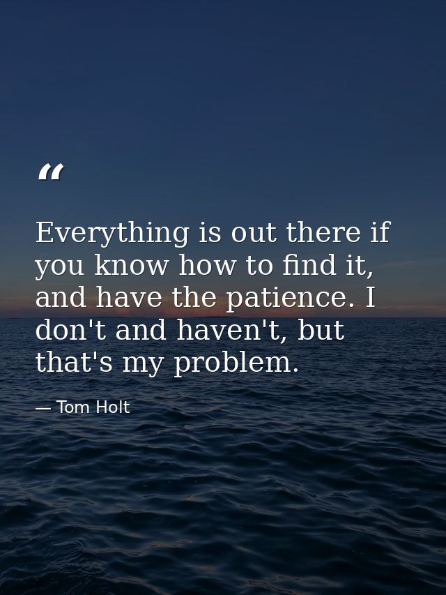 Everything is out there if you know how to find it, and have the patience. I don't and haven't, but that's my problem. — Tom Holt