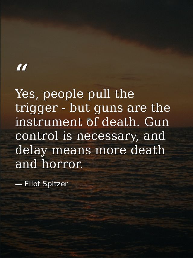 Yes, people pull the trigger - but guns are the instrument of death. Gun control is necessary, and delay means more deat — Eliot Spitzer