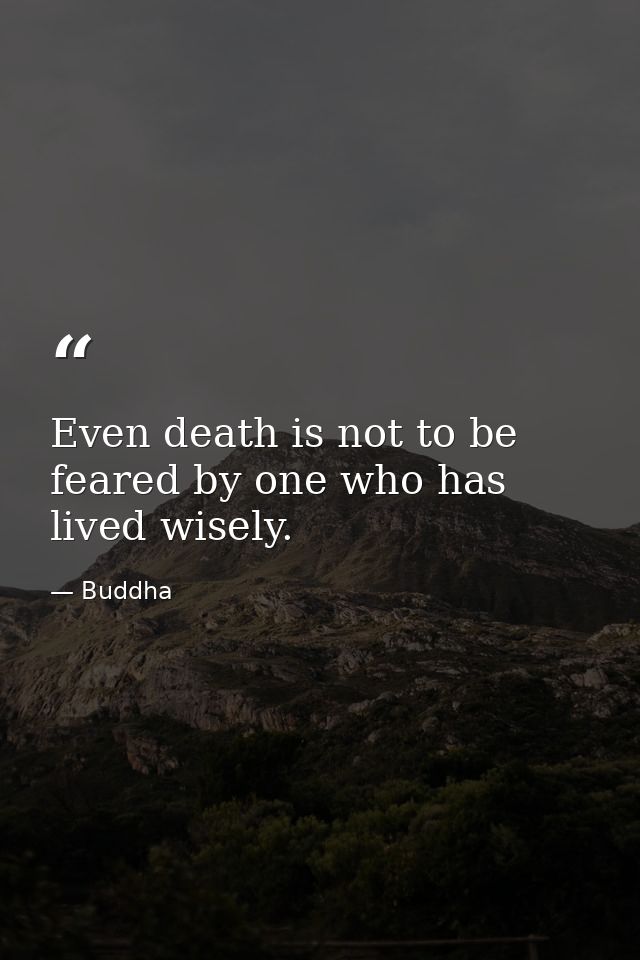 Even death is not to be feared by one who has lived wisely. — Buddha