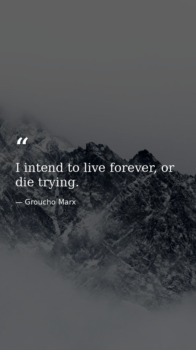 I intend to live forever, or die trying. — Groucho Marx