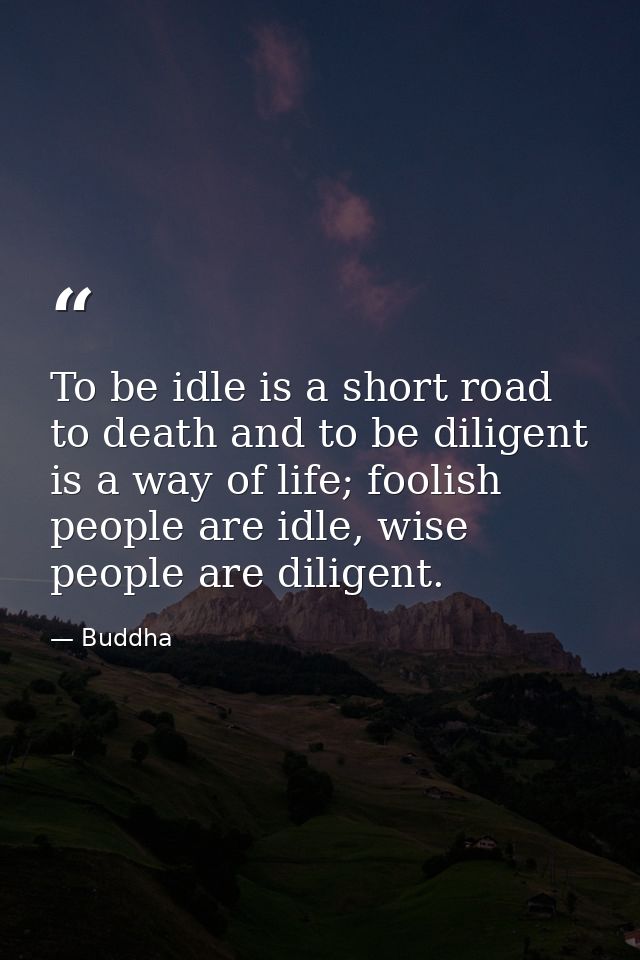 To be idle is a short road to death and to be diligent is a way of life; foolish people are idle, wise people are dilige — Buddha