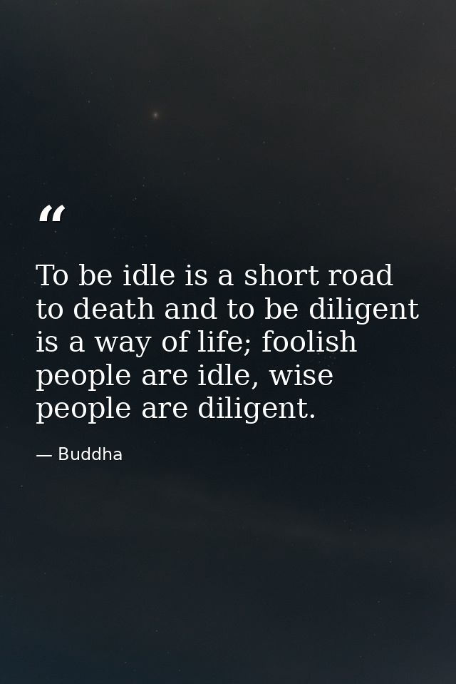 To be idle is a short road to death and to be diligent is a way of life; foolish people are idle, wise people are dilige — Buddha