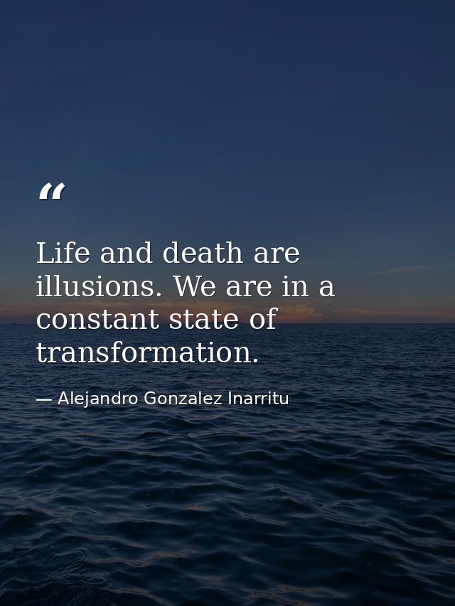 Life and death are illusions. We are in a constant state of transformation. — Alejandro Gonzalez Inarritu