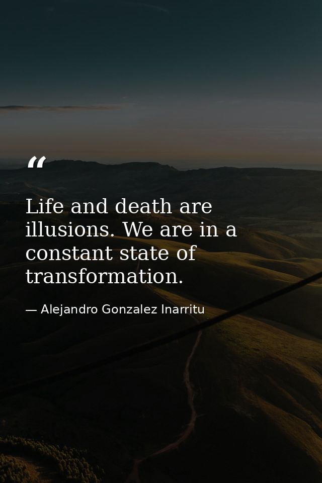 Life and death are illusions. We are in a constant state of transformation. — Alejandro Gonzalez Inarritu