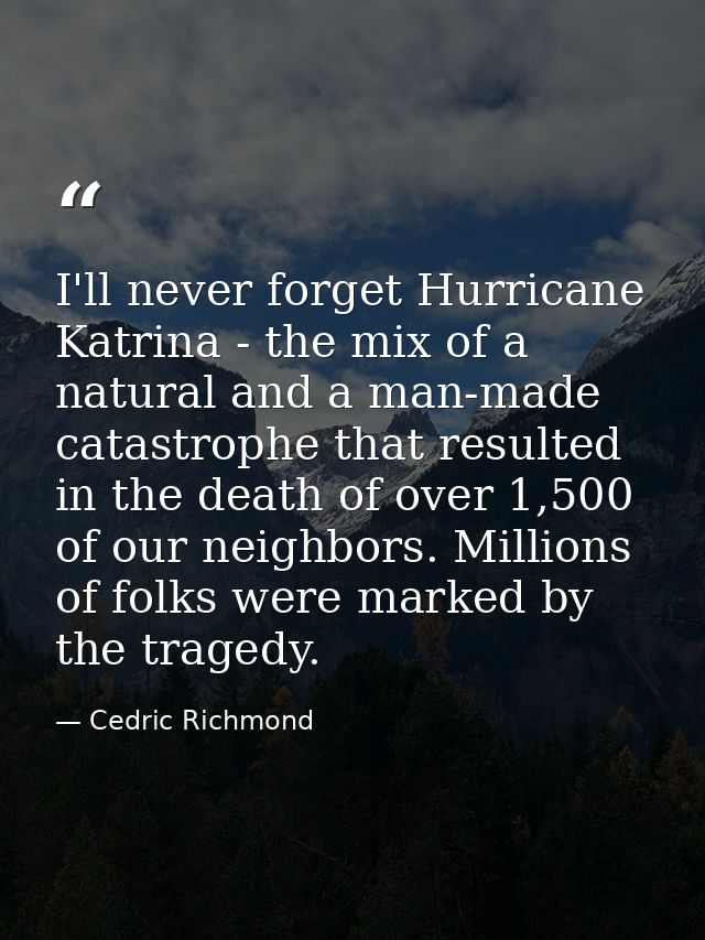 I'll never forget Hurricane Katrina - the mix of a natural and a man-made catastrophe that resulted in the death of over — Cedric Richmond