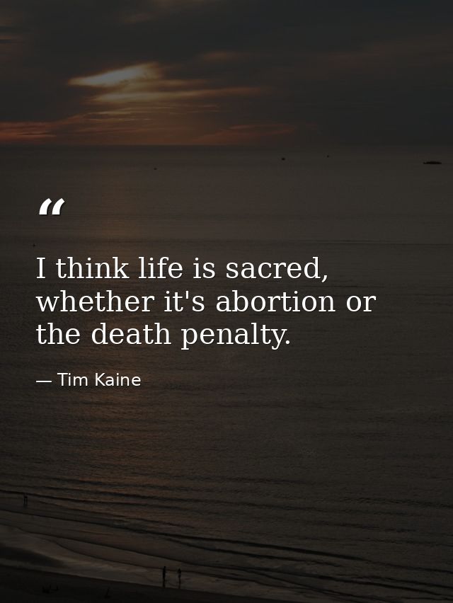 I think life is sacred, whether it's abortion or the death penalty. — Tim Kaine