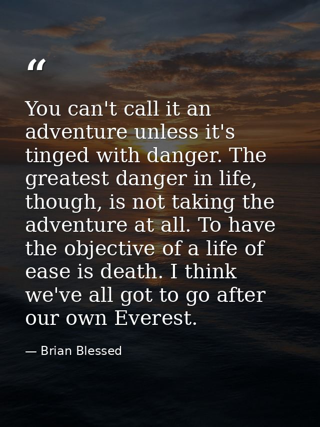 You can't call it an adventure unless it's tinged with danger. The greatest danger in life, though, is not taking the ad — Brian Blessed