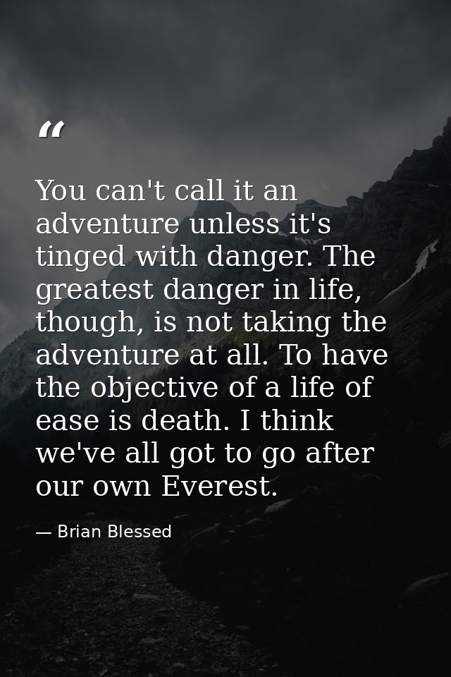 You can't call it an adventure unless it's tinged with danger. The greatest danger in life, though, is not taking the ad — Brian Blessed