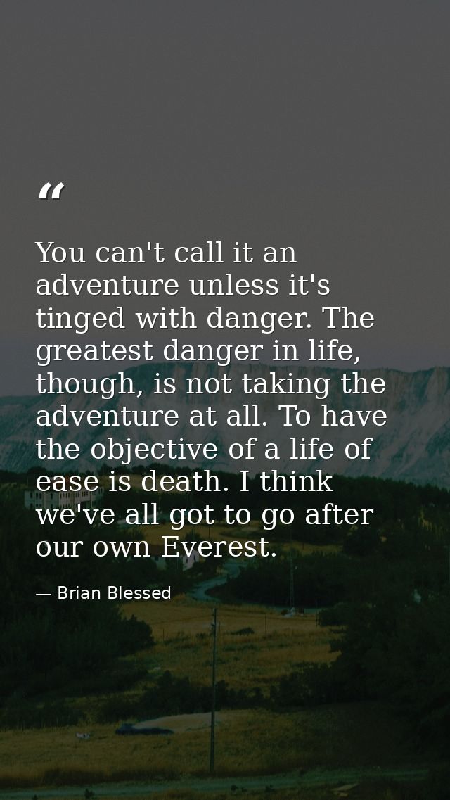 You can't call it an adventure unless it's tinged with danger. The greatest danger in life, though, is not taking the ad — Brian Blessed
