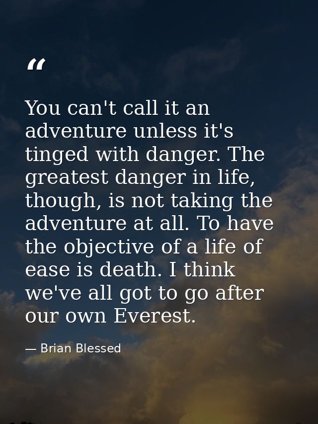 You can't call it an adventure unless it's tinged with danger. The greatest danger in life, though, is not taking the ad — Brian Blessed