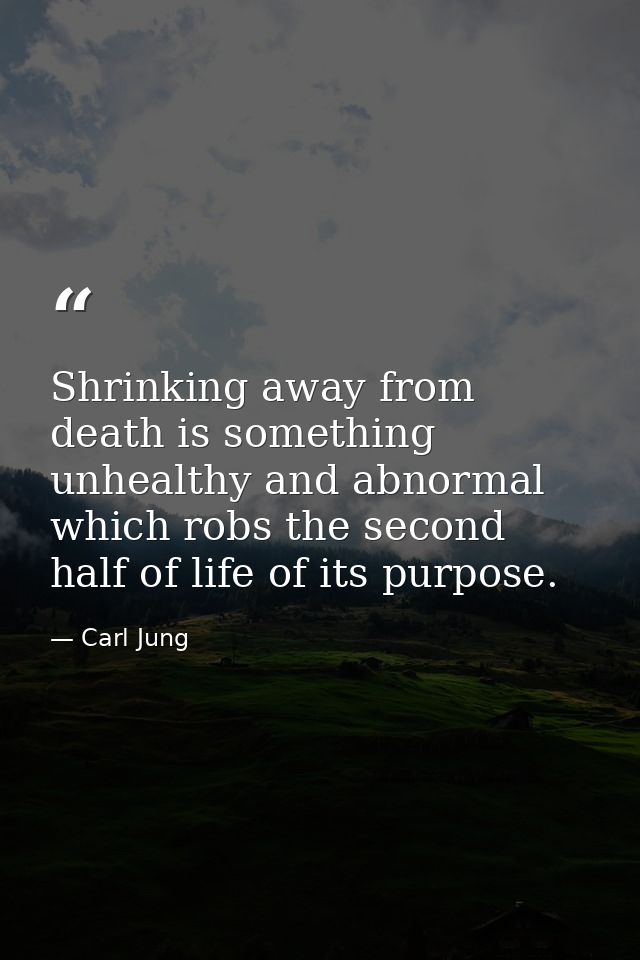 Shrinking away from death is something unhealthy and abnormal which robs the second half of life of its purpose. — Carl Jung
