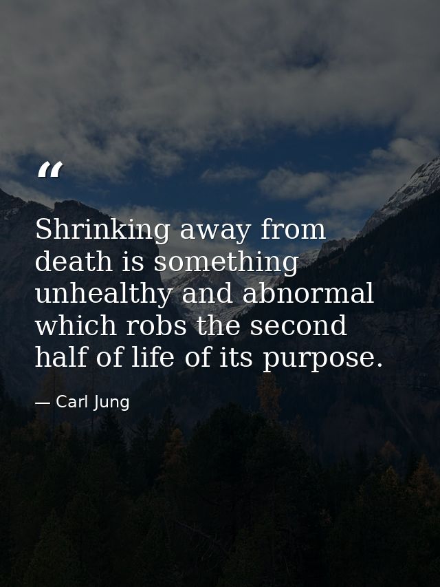 Shrinking away from death is something unhealthy and abnormal which robs the second half of life of its purpose. — Carl Jung