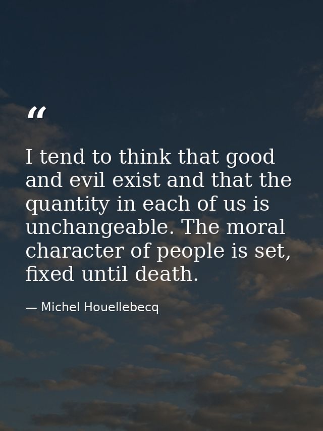 I tend to think that good and evil exist and that the quantity in each of us is unchangeable. The moral character of peo — Michel Houellebecq