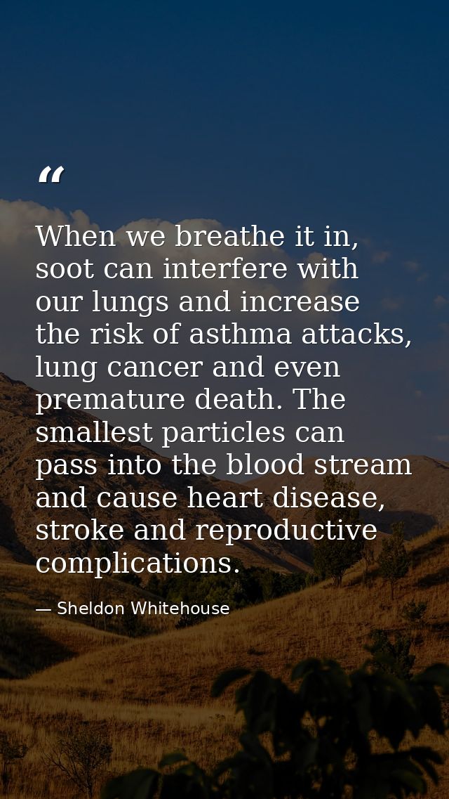 When we breathe it in, soot can interfere with our lungs and increase the risk of asthma attacks, lung cancer and even p — Sheldon Whitehouse