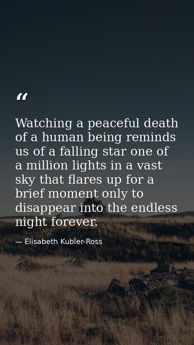 Watching a peaceful death of a human being reminds us of a falling star one of a million lights in a vast sky that flare — Elisabeth Kubler-Ross