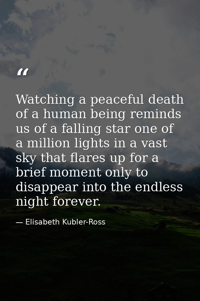 Watching a peaceful death of a human being reminds us of a falling star one of a million lights in a vast sky that flare — Elisabeth Kubler-Ross