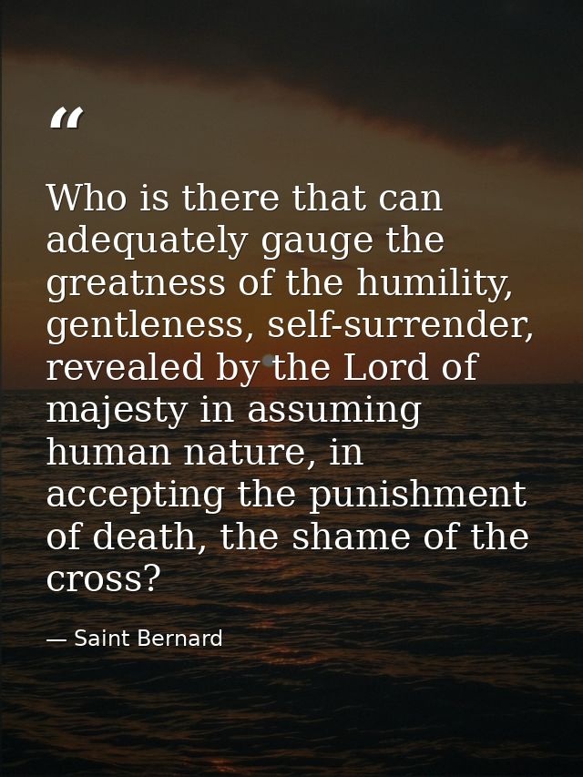 Who is there that can adequately gauge the greatness of the humility, gentleness, self-surrender, revealed by the Lord o — Saint Bernard