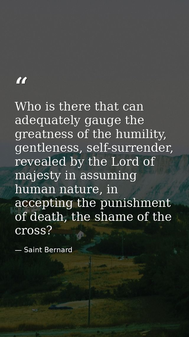 Who is there that can adequately gauge the greatness of the humility, gentleness, self-surrender, revealed by the Lord o — Saint Bernard