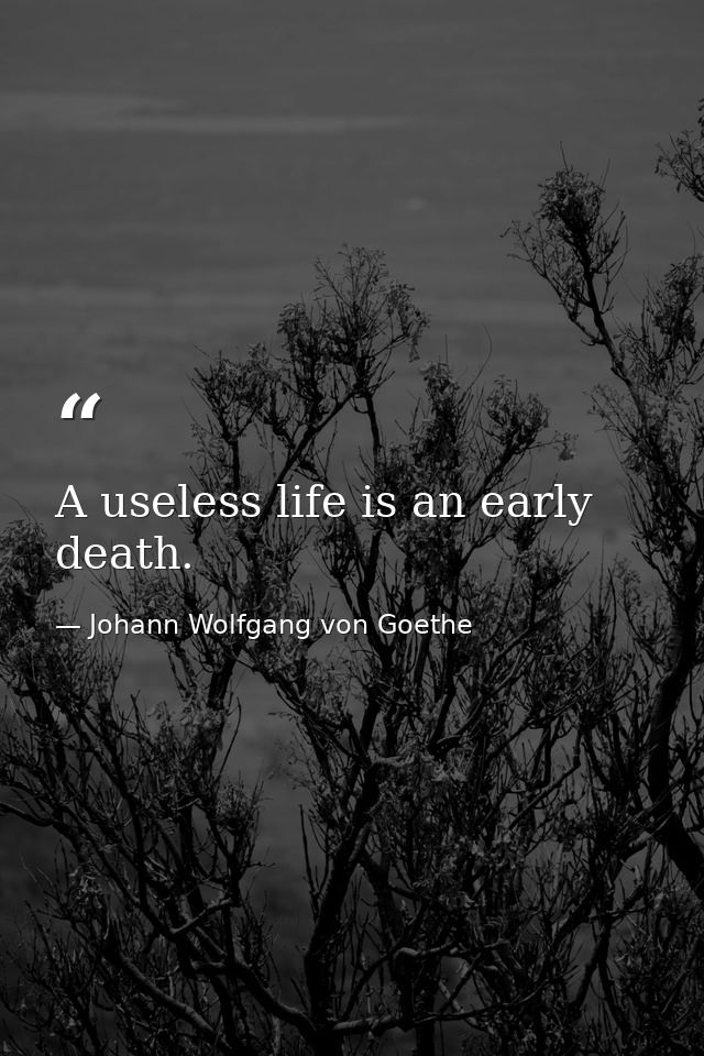 A useless life is an early death. — Johann Wolfgang von Goethe