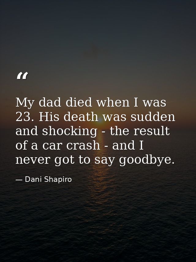 My dad died when I was 23. His death was sudden and shocking - the result of a car crash - and I never got to say goodby — Dani Shapiro