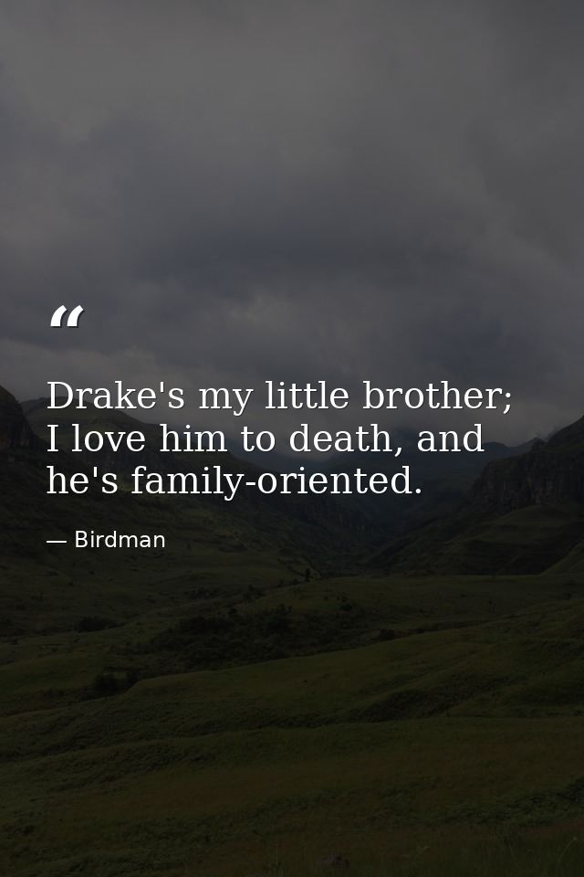 Drake's my little brother; I love him to death, and he's family-oriented. — Birdman