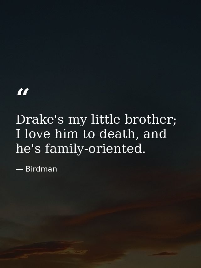 Drake's my little brother; I love him to death, and he's family-oriented. — Birdman