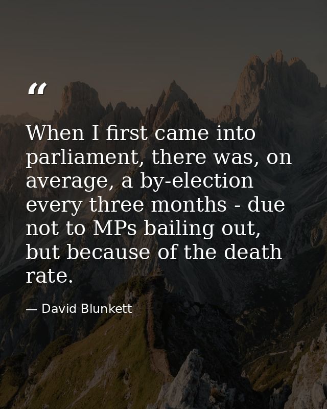 When I first came into parliament, there was, on average, a by-election every three months - due not to MPs bailing out, — David Blunkett
