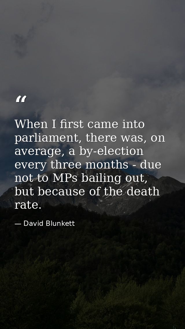 When I first came into parliament, there was, on average, a by-election every three months - due not to MPs bailing out, — David Blunkett