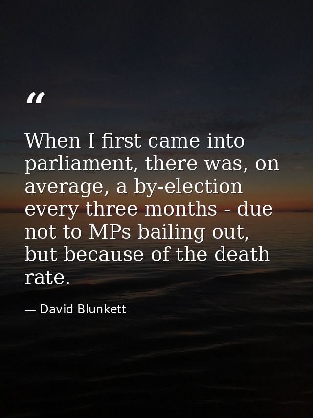 When I first came into parliament, there was, on average, a by-election every three months - due not to MPs bailing out, — David Blunkett