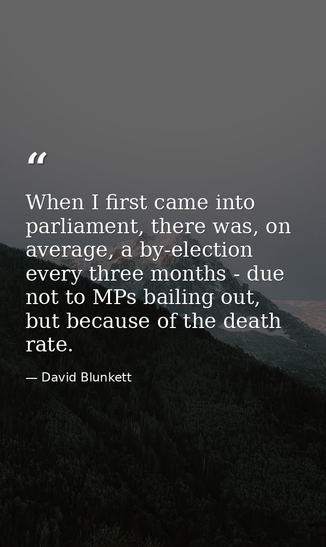 When I first came into parliament, there was, on average, a by-election every three months - due not to MPs bailing out, — David Blunkett