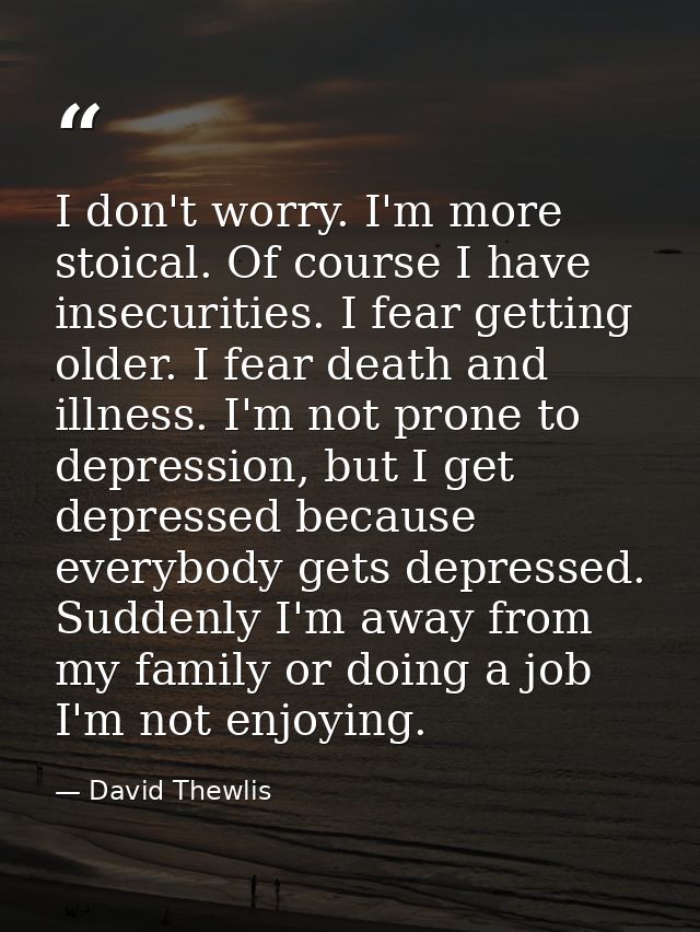 I don't worry. I'm more stoical. Of course I have insecurities. I fear getting older. I fear death and illness. I'm not  — David Thewlis
