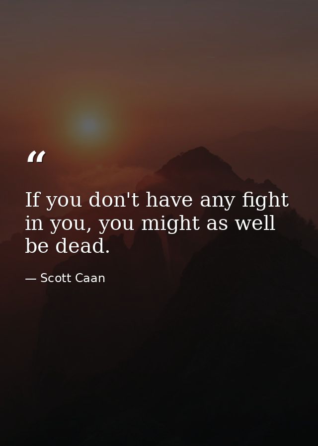 If you don't have any fight in you, you might as well be dead. — Scott Caan