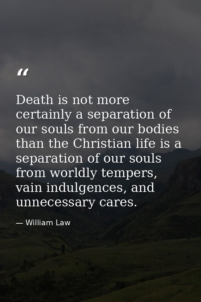 Death is not more certainly a separation of our souls from our bodies than the Christian life is a separation of our sou — William Law
