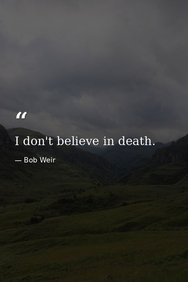 I don't believe in death. — Bob Weir