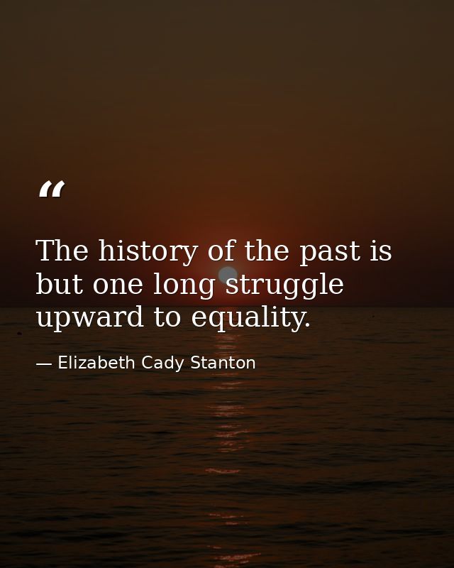 The history of the past is but one long struggle upward to equality. — Elizabeth Cady Stanton