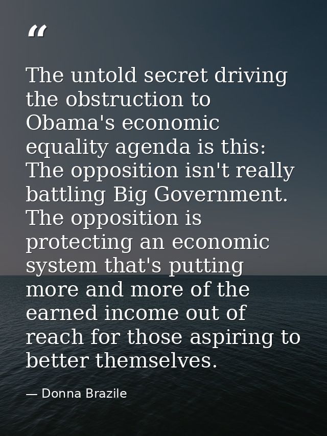 The untold secret driving the obstruction to Obama's economic equality agenda is this: The opposition isn't really battl — Donna Brazile