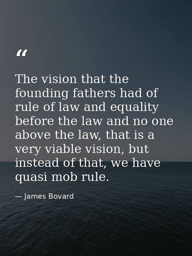 The vision that the founding fathers had of rule of law and equality before the law and no one above the law, that is a  — James Bovard