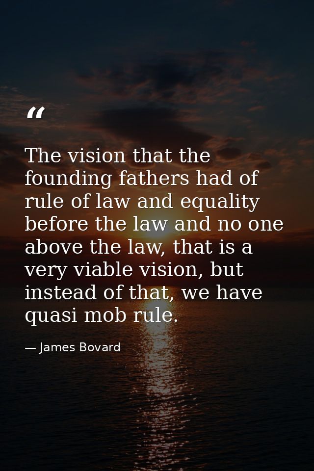 The vision that the founding fathers had of rule of law and equality before the law and no one above the law, that is a  — James Bovard