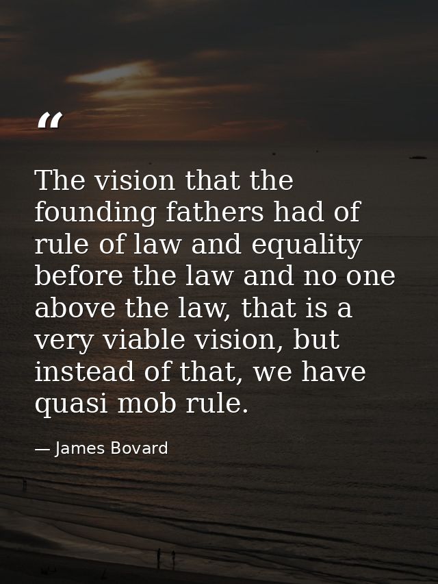 The vision that the founding fathers had of rule of law and equality before the law and no one above the law, that is a  — James Bovard