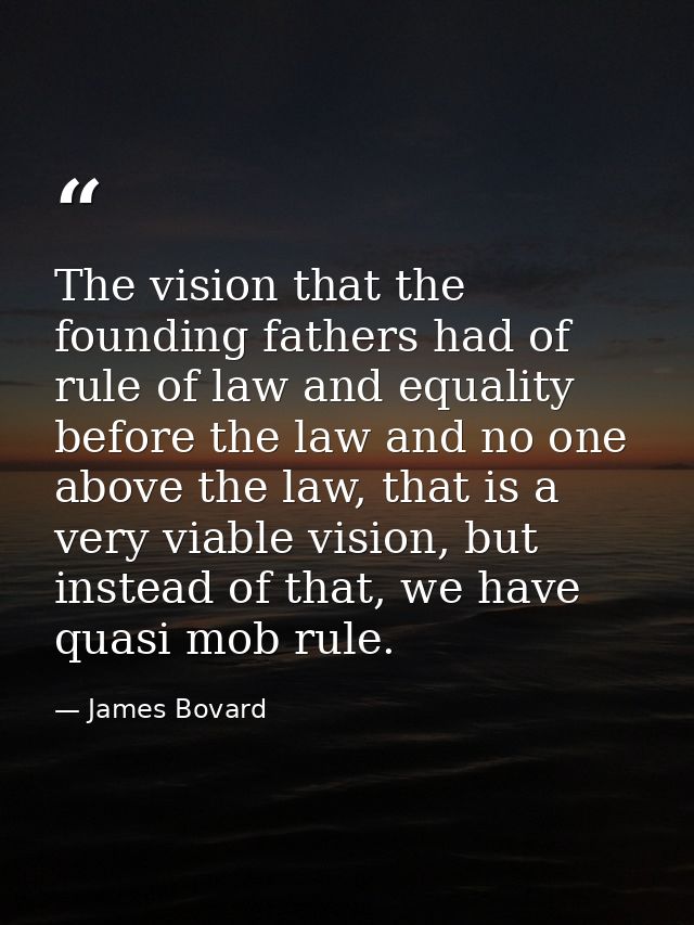 The vision that the founding fathers had of rule of law and equality before the law and no one above the law, that is a  — James Bovard