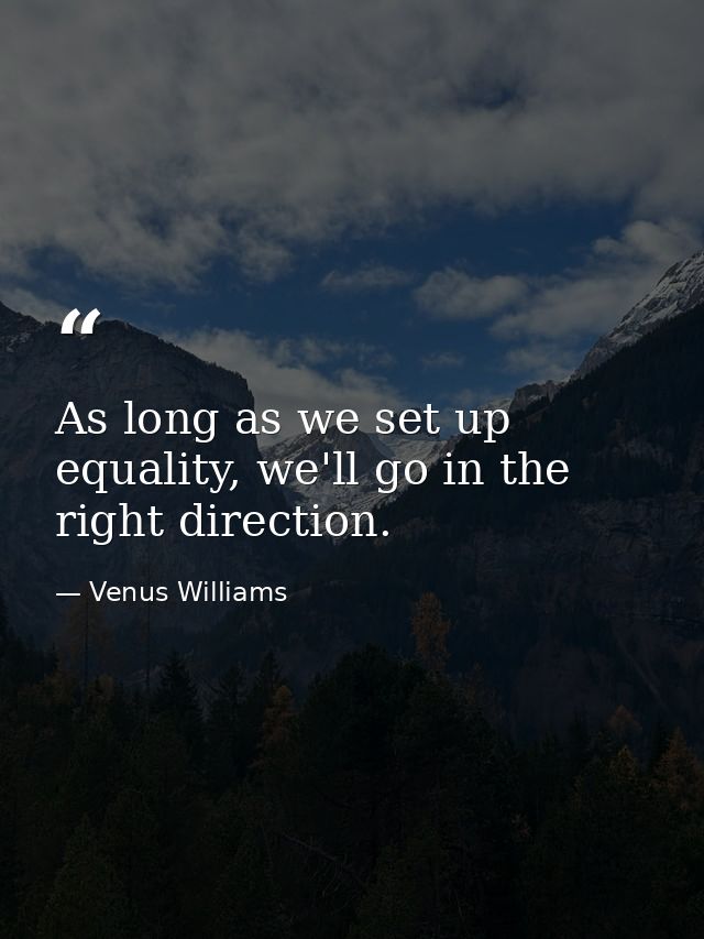 As long as we set up equality, we'll go in the right direction. — Venus Williams
