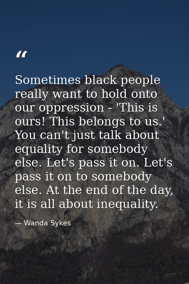 Sometimes black people really want to hold onto our oppression - 'This is ours! This belongs to us.' You can't just talk — Wanda Sykes