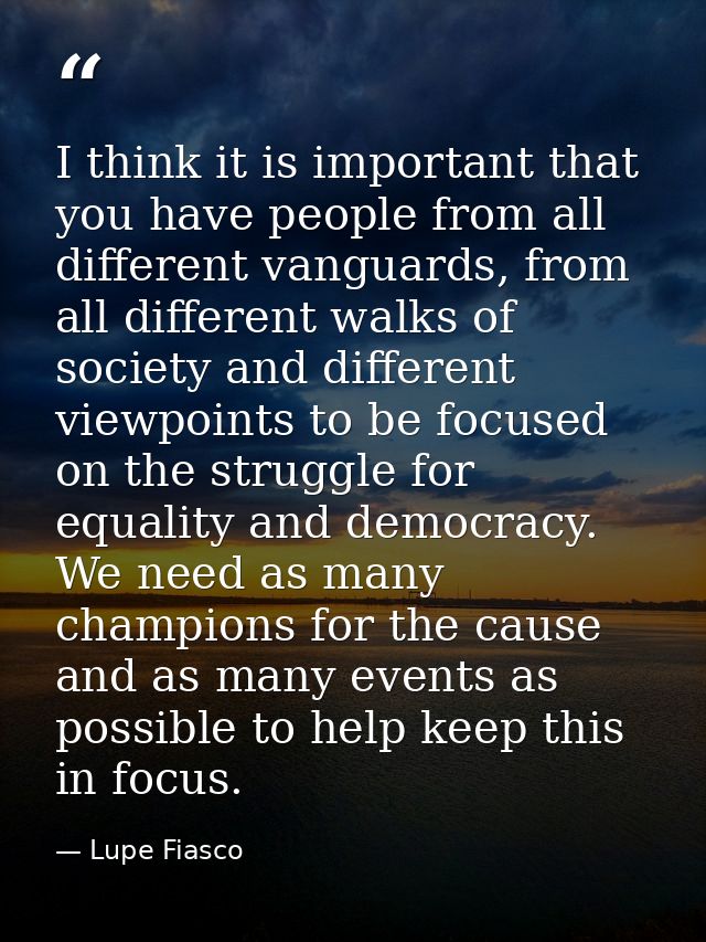 I think it is important that you have people from all different vanguards, from all different walks of society and diffe — Lupe Fiasco