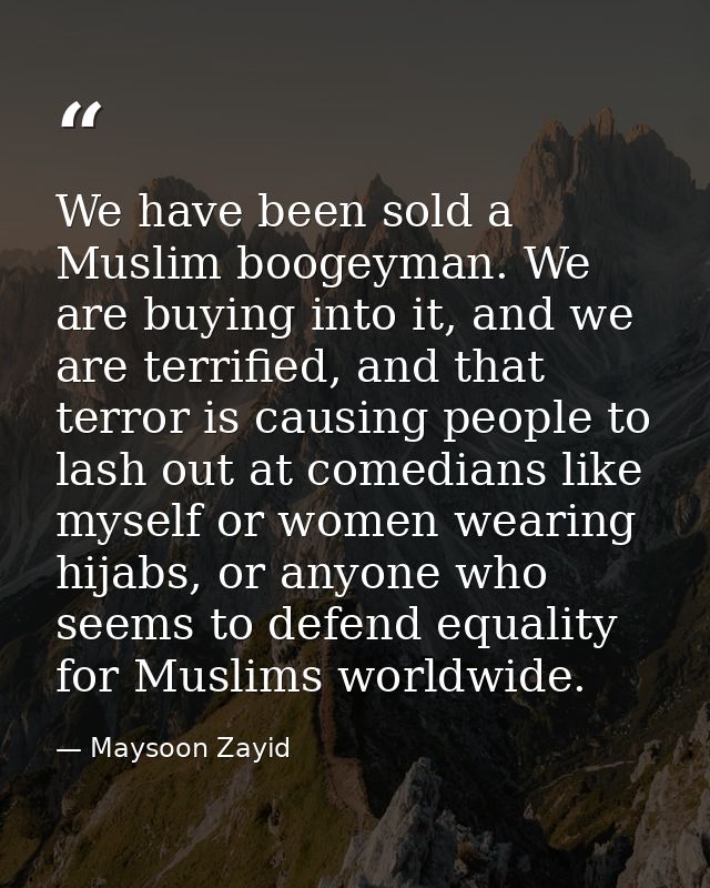 We have been sold a Muslim boogeyman. We are buying into it, and we are terrified, and that terror is causing people to  — Maysoon Zayid