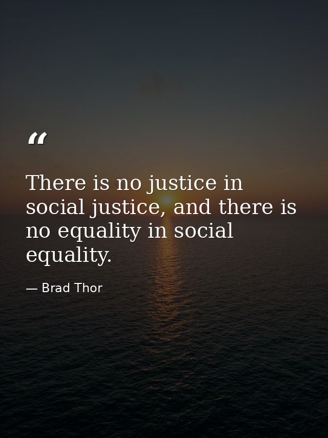 There is no justice in social justice, and there is no equality in social equality. — Brad Thor