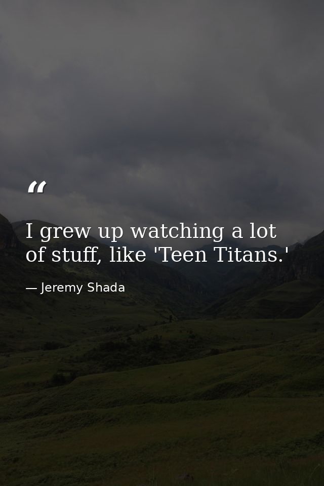 I grew up watching a lot of stuff, like 'Teen Titans.' — Jeremy Shada