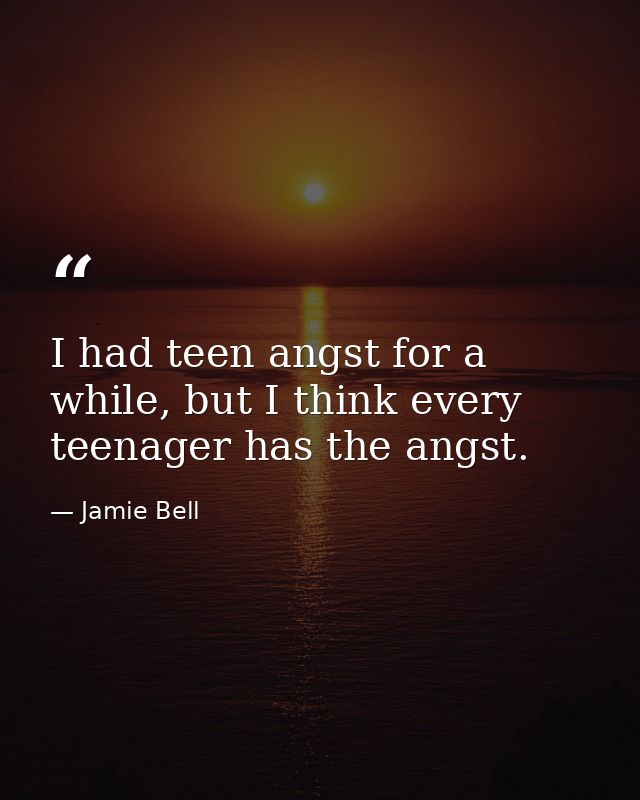 I had teen angst for a while, but I think every teenager has the angst. — Jamie Bell