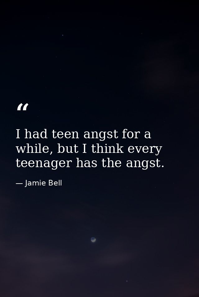 I had teen angst for a while, but I think every teenager has the angst. — Jamie Bell