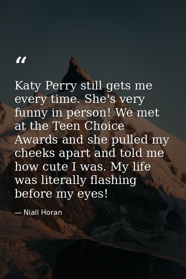 Katy Perry still gets me every time. She's very funny in person! We met at the Teen Choice Awards and she pulled my chee — Niall Horan