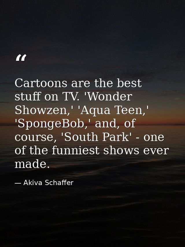 Cartoons are the best stuff on TV. 'Wonder Showzen,' 'Aqua Teen,' 'SpongeBob,' and, of course, 'South Park' - one of the — Akiva Schaffer